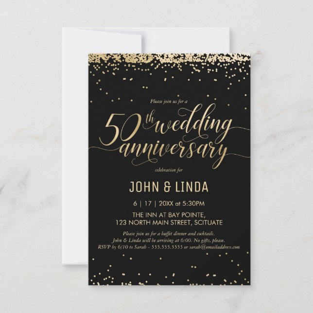 50th Golden Wedding Anniversary Party Invitation (Front)