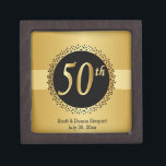 50th Golden Wedding Anniversary | Personalize Keepsake Box<br><div class="desc">Anniversary Keepsake Gift Box. 100% Customizable. Ready to Fill in the box(es) or Click on the CUSTOMIZE button to add, move, delete, resize or change any of the font or graphics. Made with high resolution vector and/or digital graphics for a professional print. NOTE: (THIS IS A PRINT. All zazzle product...</div>
