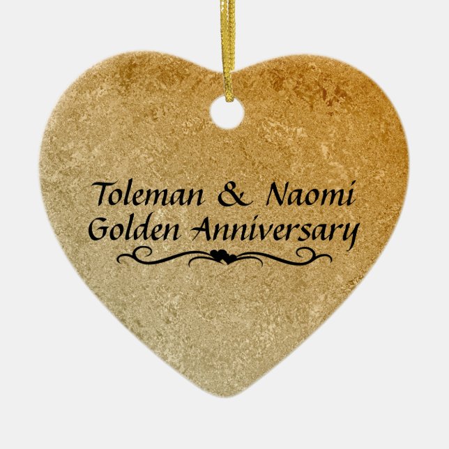 50th Golden Wedding Anniversary | Personalized Ceramic Ornament (Front)