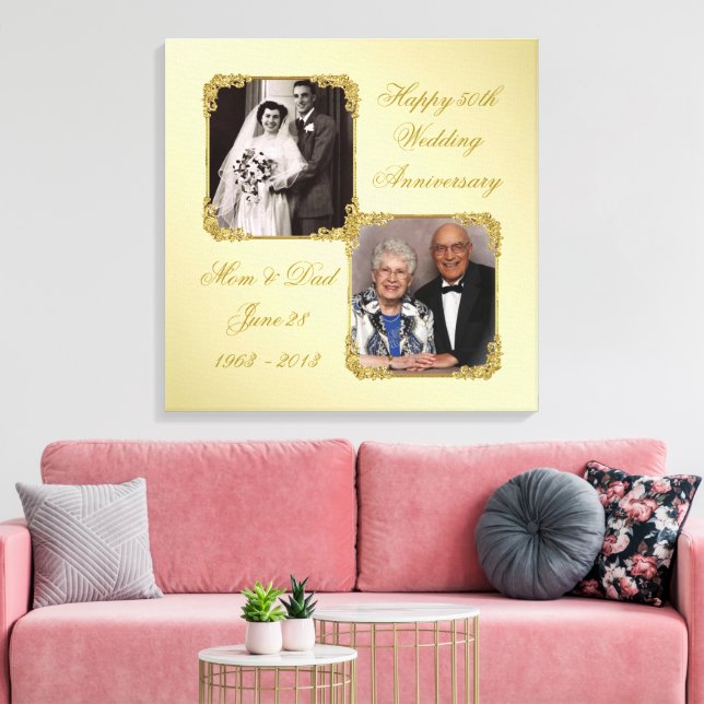 50th Golden Wedding Anniversary Photo Canvas Print (Insitu(LivingRoom))
