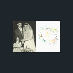 50th Golden Wedding Anniversary Photo Floral Roses Canvas Print<br><div class="desc">A beautiful 50th golden wedding anniversary keepsake featuring a beautiful watercolor floral greenery garland. Personalise with a special wedding photo and anniversary details set in classic gold typography. Designed by Thisisnotme©</div>