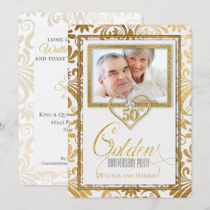 50th Golden Wedding Anniversary Photo Invitation