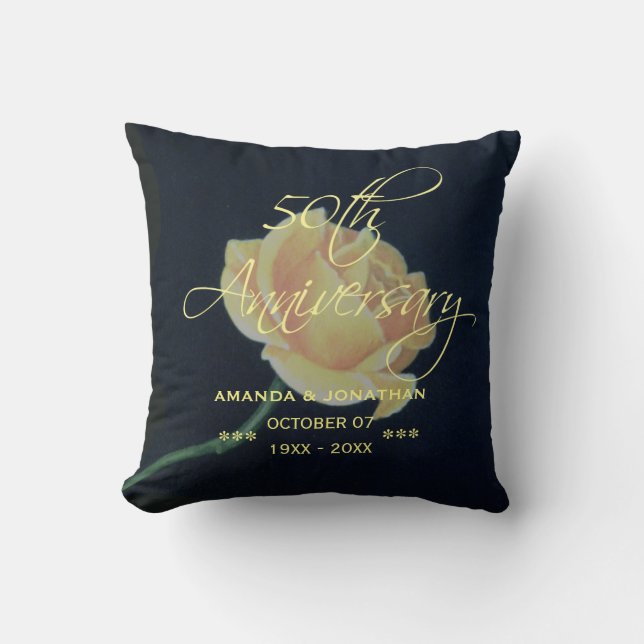 50th Golden Wedding Anniversary Rose Throw Pillow (Front)