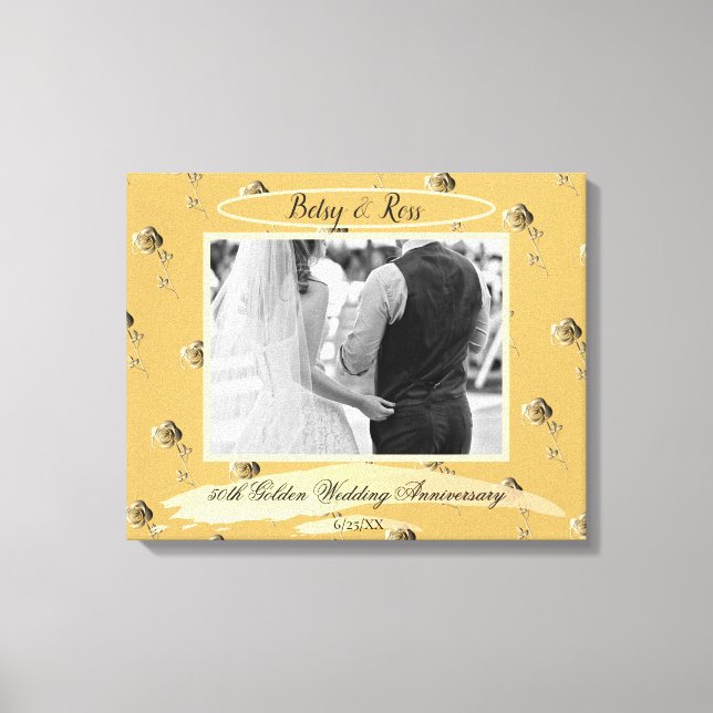 "50th Golden Wedding Anniversary" Roses Canvas Print (Front)