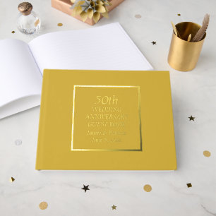 50th Golden Wedding Anniversary Simple Stylized Guest Book