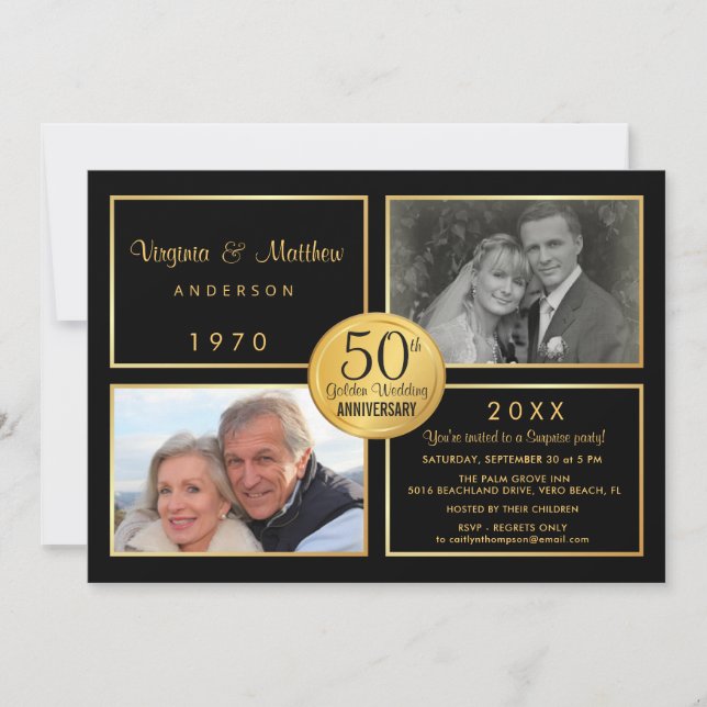 50th Golden Wedding Anniversary Surprise Party Invitation (Front)