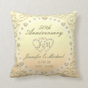50th Golden Wedding Anniversary Throw Pillow