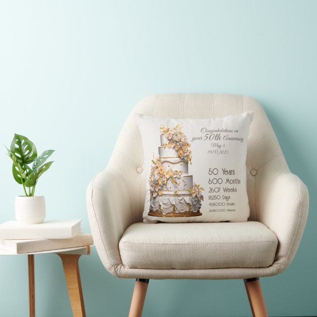 50th Golden Wedding Anniversary  Throw Pillow (Chair)