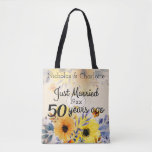 50th Golden Wedding Anniversary Tote Bag<br><div class="desc">Lovely watercolor flowers on this custom 50th wedding anniversary gift tote bag,  make a wonderful personalized gift.</div>