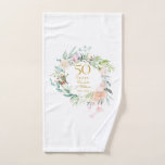 50th Golden Wedding Anniversary Watercolor Floral Bath Towel Set<br><div class="desc">Featuring a delicate watercolor floral garland,  this chic botanical 50th wedding anniversary keepsake pillow can be personalised with your special anniversary details set in elegant gold typography. Designed by Thisisnotme©</div>