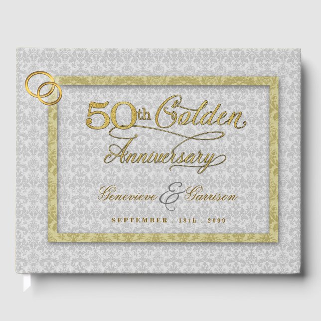 50th Golden Wedding Anniversary with Silver Photo Guest Book (Front)