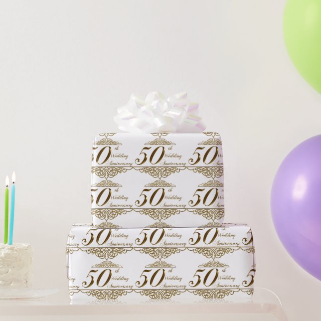 50th Golden Wedding Anniversary Wrapping Paper (Party Gifts)
