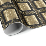50th Golden Wedding Anniversary Wrapping Paper<br><div class="desc">Elegant 50th Golden Wedding Anniversary in a gold and black design. ✔NOTE: ONLY CHANGE THE TEMPLATE AREAS NEEDED! 😀 If needed, you can remove the text and start fresh adding whatever text and font you like. 📌If you need further customization, please click the "Click to Customize further" or "Customize or...</div>