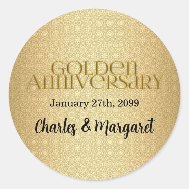 50th Golden Wedding Annivsersary Classic Round Sticker (Front)