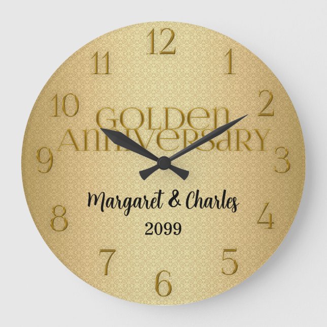 50th Golden Wedding Annivsersary Name Large Clock (Front)
