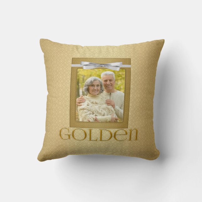 50th Golden Wedding Annivsersary Photo Throw Pillow (Back)