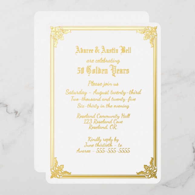 50th Golden Wedding Invitation (Front/Back)