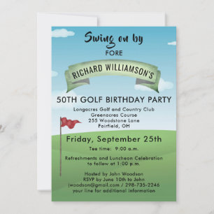 50TH GOLF BIRTHDAY PARTY WITH TEE TIME  INVITATION