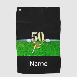 50th Golf birthday to golfer with balls and tees Towel