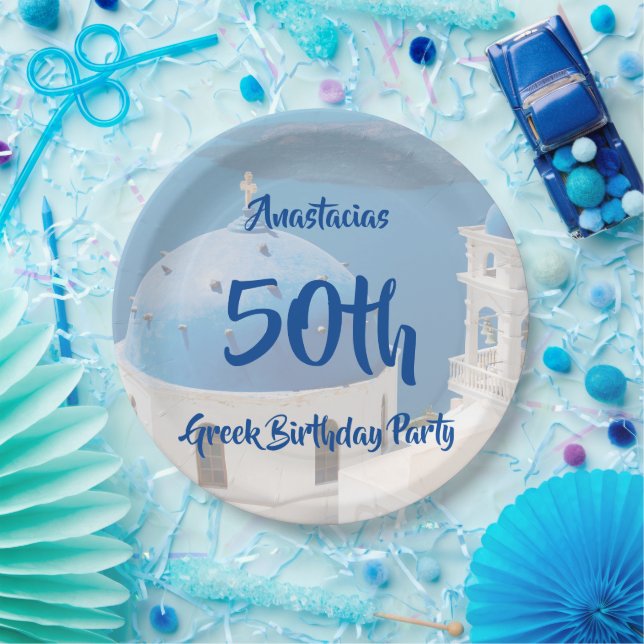 50th Greek Birthday Party personalized Paper Plate (Party)