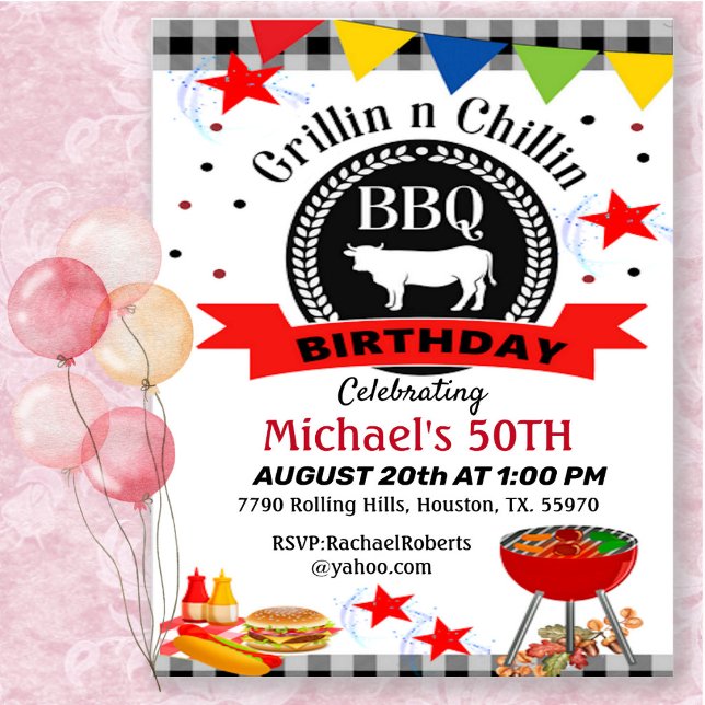 50th Grillin And Chillin Birthday  Invitation (Creator Uploaded)