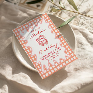 50th Hand Drawn 70s Quirky Wavy Frame Birthday Invitation