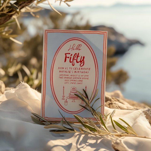 50th Hand Painted Drawn Quirky Fun Frame Birthday Invitation (Creator Uploaded)