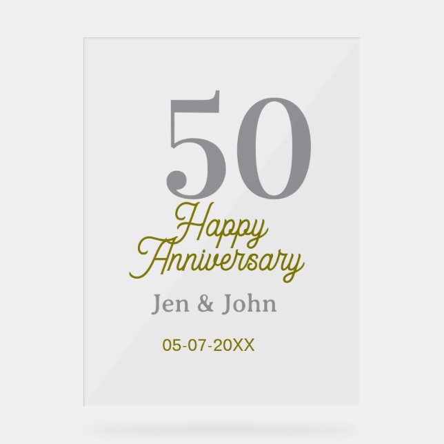 50th happy anniversary name date silver gold date  (Recto)