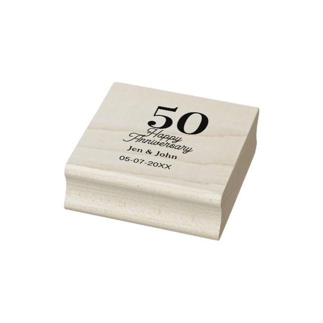 50th happy anniversary name date silver gold date  rubber stamp (Stamp)