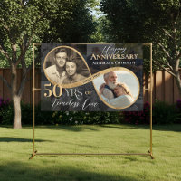 50th Happy Anniversary Then & Now Gold Infinity