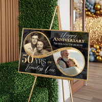 50th Happy Anniversary Then & Now Gold Infinity