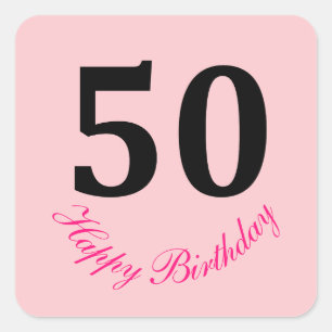 50th Happy Birthday Blush Pink Fifty  Custom Cute Square Sticker