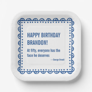 50th Happy Birthday Literary Quote George Orwell Paper Plate