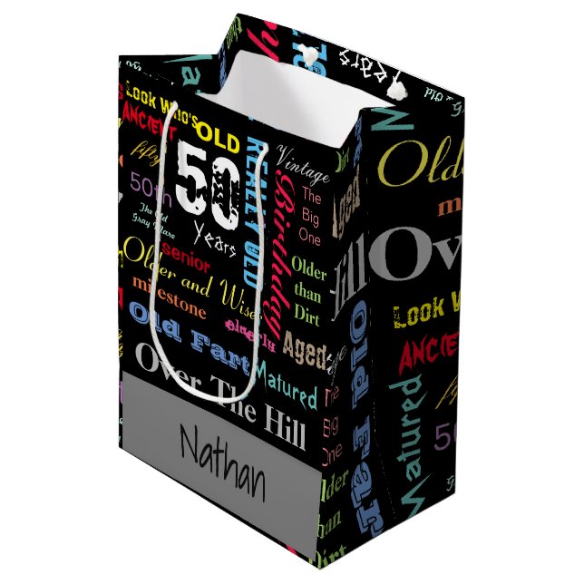 50th Happy Birthday | Milestone Medium Gift Bag (Front Angled)