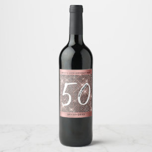 50th Happy Birthday Trendy Chic Wine Label