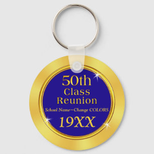 50th High School Reunion Ideas YOUR TEXT, COLORS Keychain