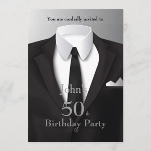 50th,Invitation Man,any age,tuxedo,suit,tie,black Invitation