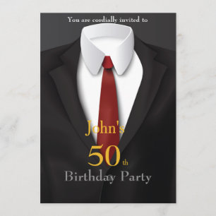 50th,Invitation Man,any age,tuxedo,suit,tie,black Invitation