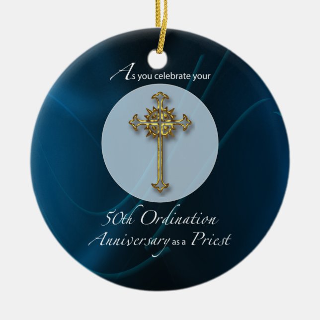 50th Jubilee Ordination Anniversary of Priest Ceramic Ornament (Front)