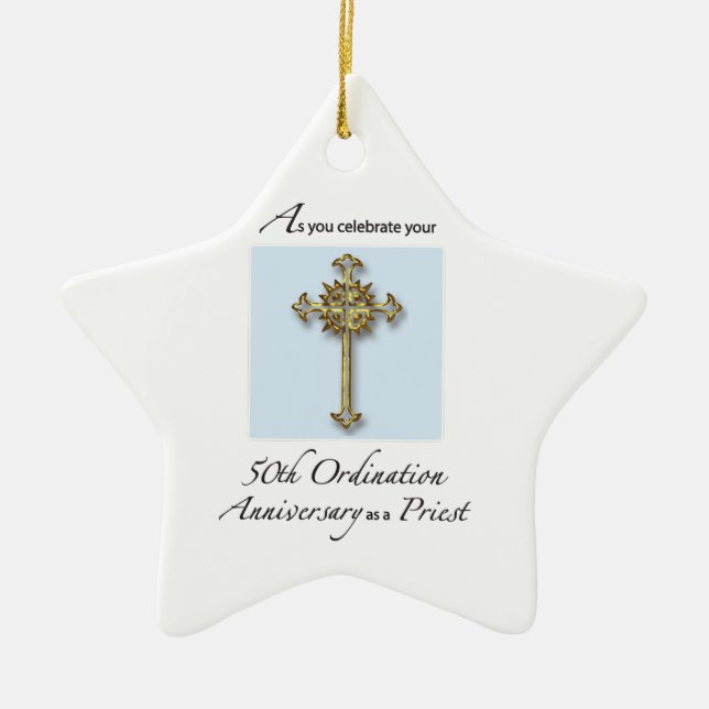 50th Jubilee Ordination Anniversary of Priest Ceramic Ornament (Front)