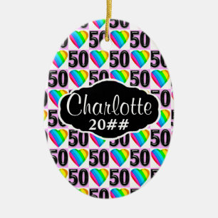 50TH LOVE HEART PERSONALIZED AND DATED ORNAMENT