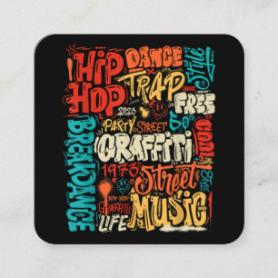 50th Music And Hip hop Graffiti Cassette Vintage R Square Business Card