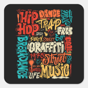 50th Music And Hip hop Graffiti Cassette Vintage R Square Sticker