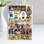 50th or Any Age Birthday 24 Photo Collage Gold<br><div class="desc">Photo collage birthday card with luxury gold foil number of your choice. The photo template is set up for you to add 24 of your favourite photos which are displayed in a square instagram grid format. You can also edit the age and personalize the birthday greeting inside the card. If...</div>
