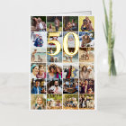 50th or Any Age Birthday 24 Photo Collage Gold