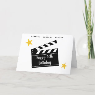 50th or Any Age Fun Movie Theme Birthday Greeting Card