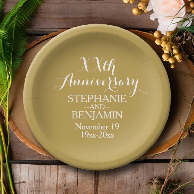 50th or Other Wedding Anniversary Personalized Paper Plate (Personalized Wedding Anniversary Party Plates)