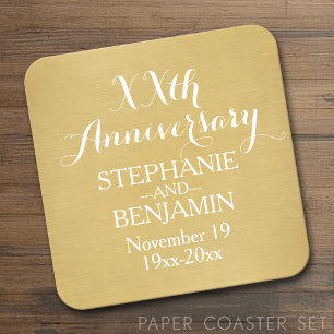 50th or Other Wedding Anniversary Personalized Square Paper Coaster