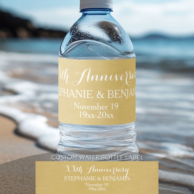 50th or Other Wedding Anniversary Personalized Water Bottle Label (Custom Graduation Water Bottle Label)