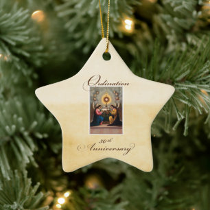 50th Ordination Anniversary Angels at Altar Ceramic Ornament